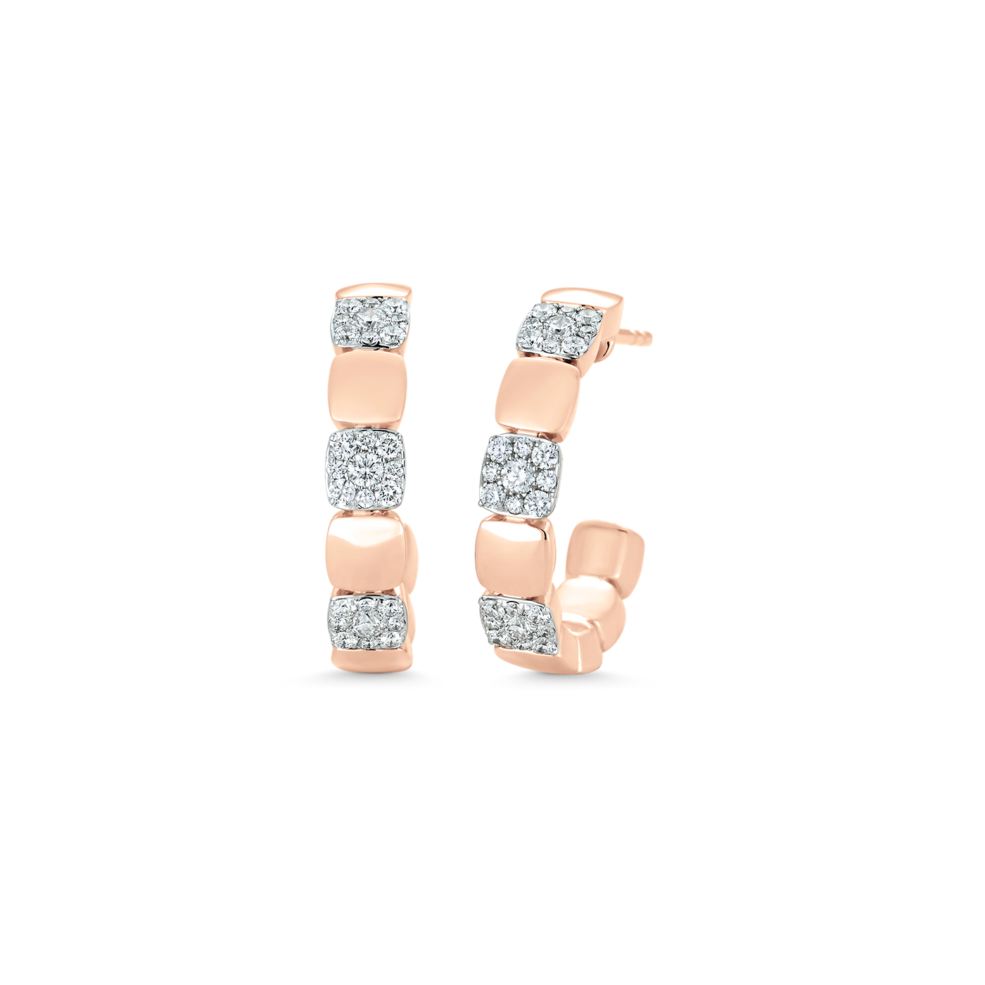 0.47 TCW Round Moissanite Diamond Beaded Half Hoop Earrings - crownmoissanite