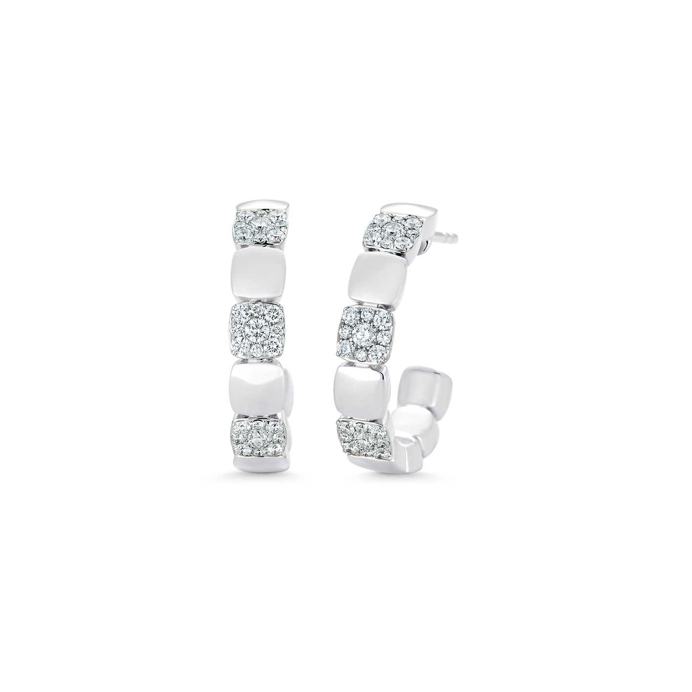 0.47 TCW Round Moissanite Diamond Beaded Half Hoop Earrings - crownmoissanite