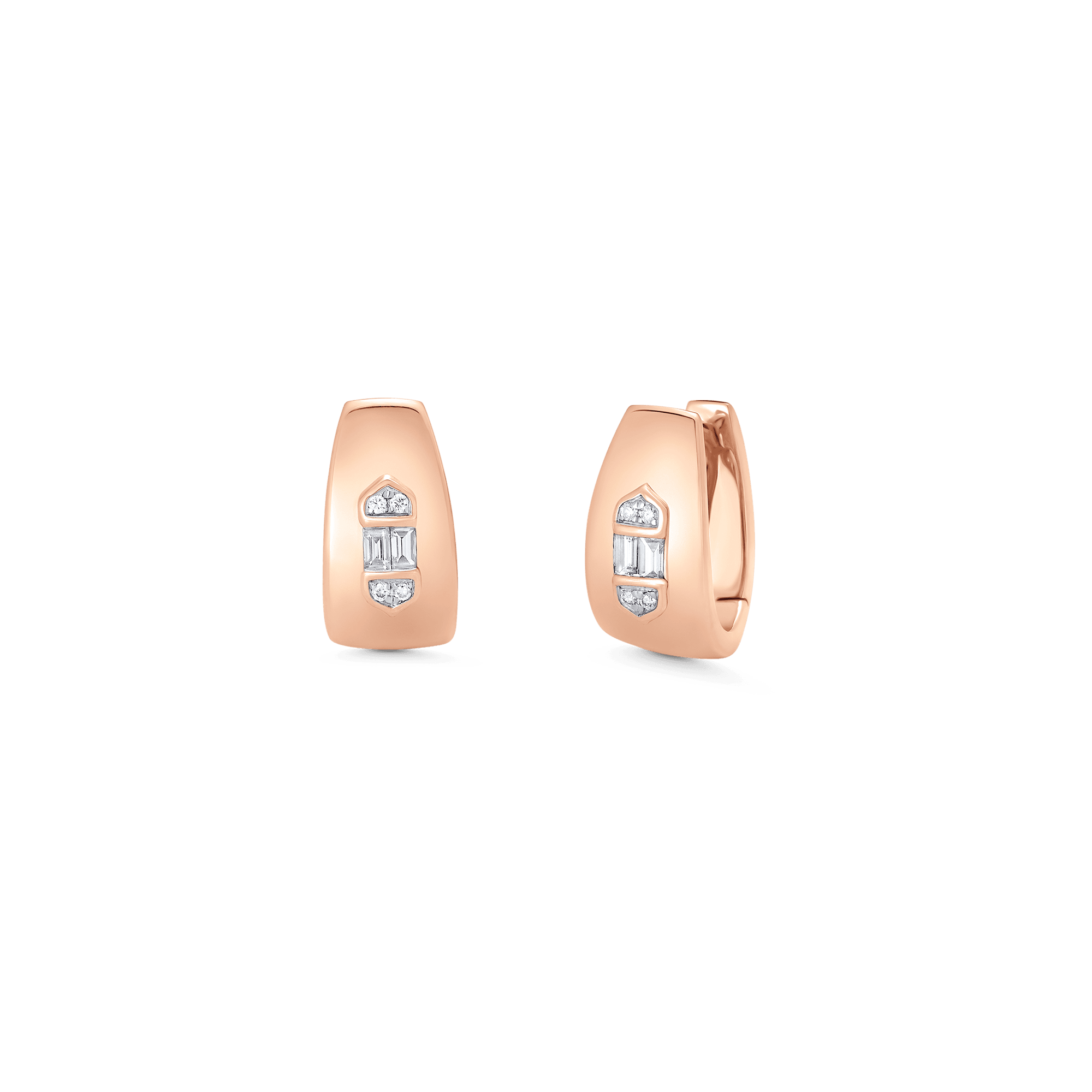 0.17 TCW Round & Baguette Moissanite Diamond Huggie Earrings - crownmoissanite