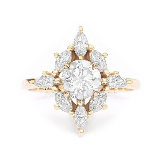 1.0 CT Round Moissanite Unique Engagement Ring