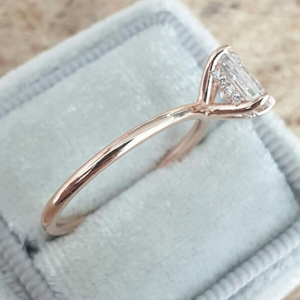 1.04 CT Radiant Shaped Moissanite Hidden Halo Engagement Ring - crownmoissanite