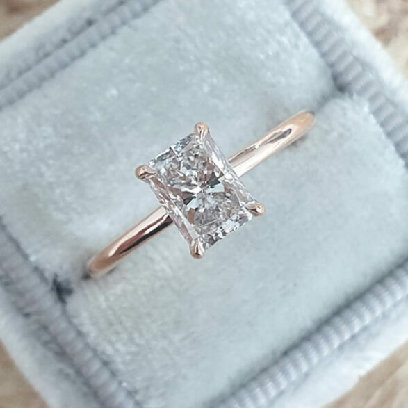 1.04 CT Radiant Shaped Moissanite Hidden Halo Engagement Ring - crownmoissanite