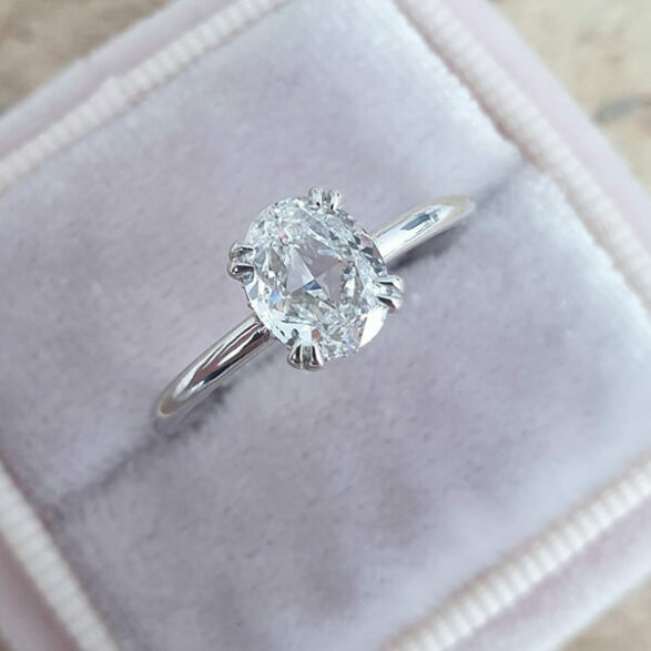 1.33 CT Oval Solitaire Hidden Halo Style Moissanite Engagement Ring - crownmoissanite