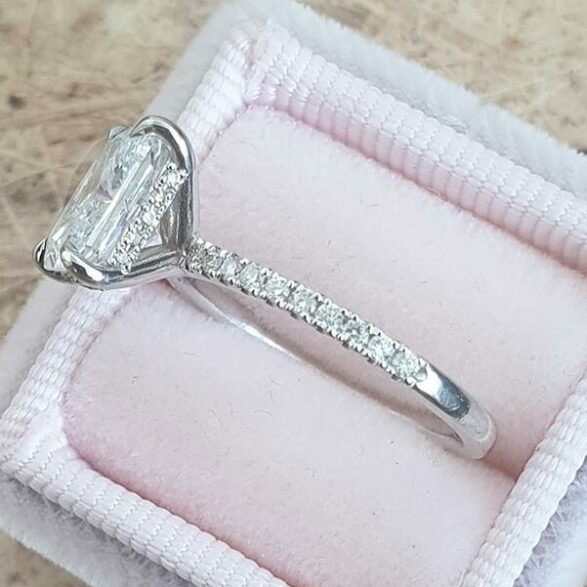 2.1 CT Radiant Shaped Moissanite Hidden Halo Engagement Ring - crownmoissanite