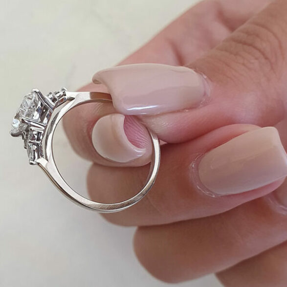 2.1 CT Oval Shaped Moissanite Cluster Engagement Ring - crownmoissanite