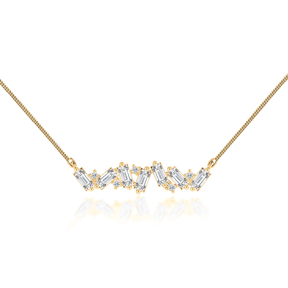 1.0 TCW Emerald & Round Moissanite Diamond Cluster Style Necklace - crownmoissanite