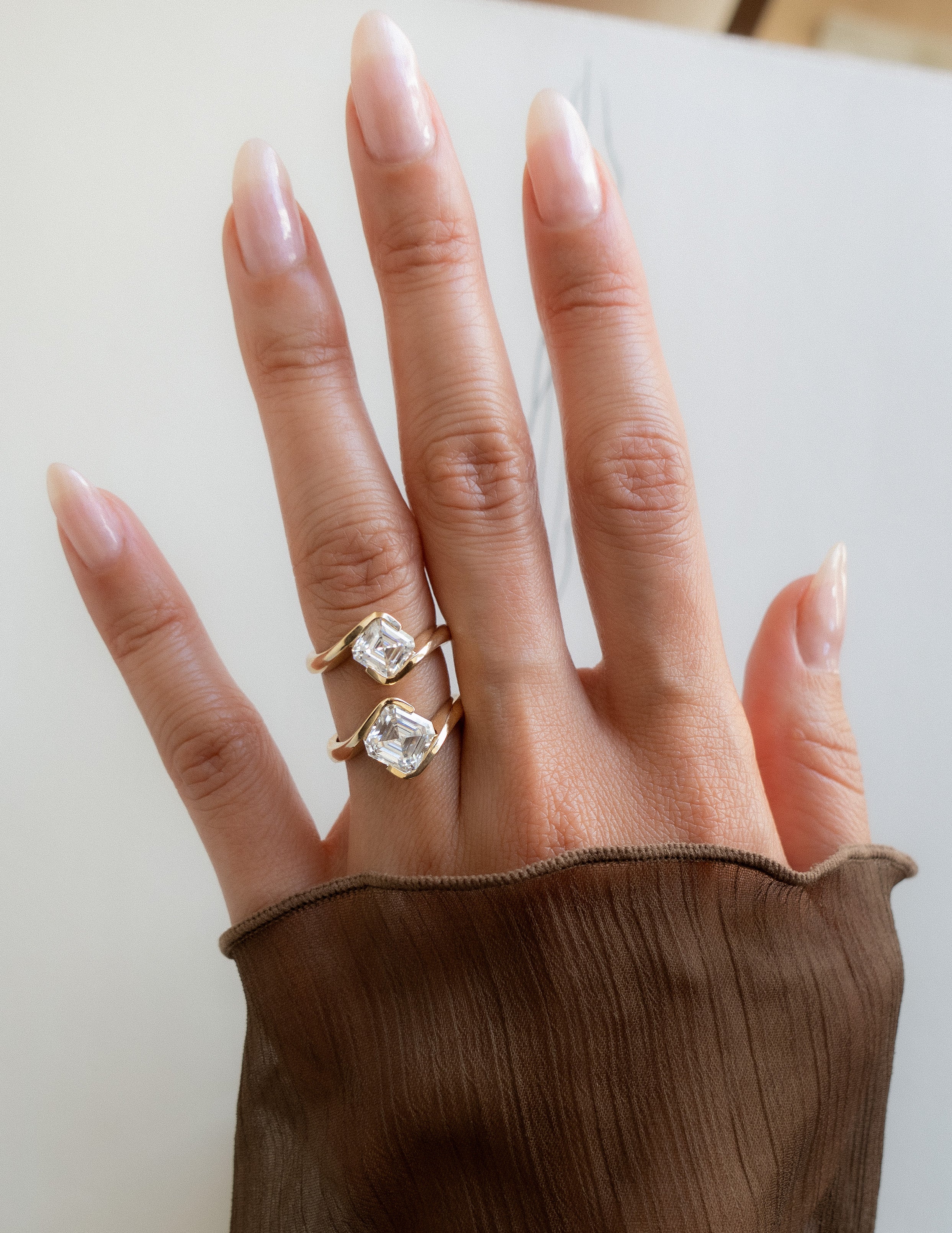 1.50 -2.50 CT Asscher Cut Moissanite Solitaire Engagement Ring