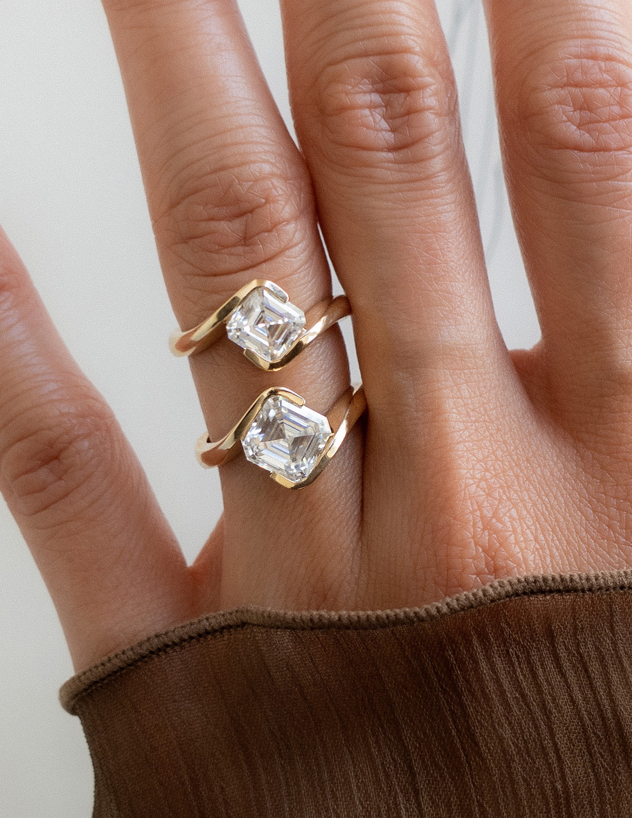 1.50 -2.50 CT Asscher Cut Moissanite Solitaire Engagement Ring