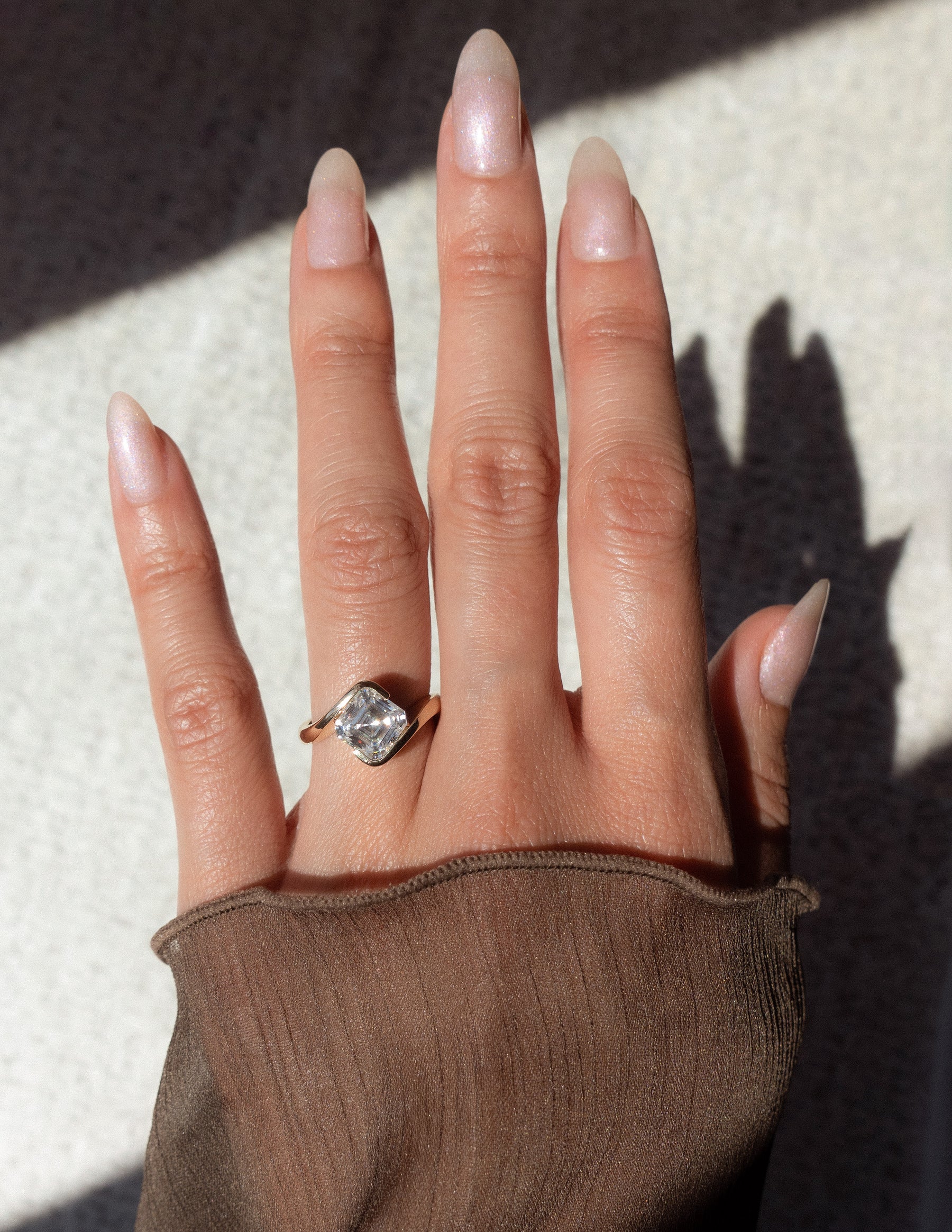 1.50 -2.50 CT Asscher Cut Moissanite Solitaire Engagement Ring