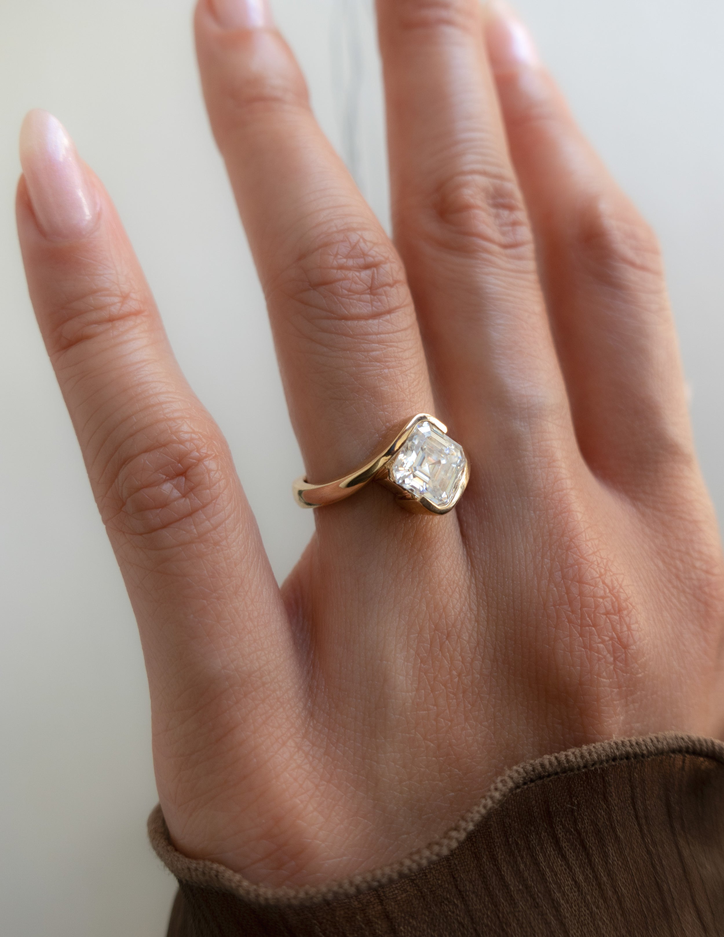 1.50 -2.50 CT Asscher Cut Moissanite Solitaire Engagement Ring