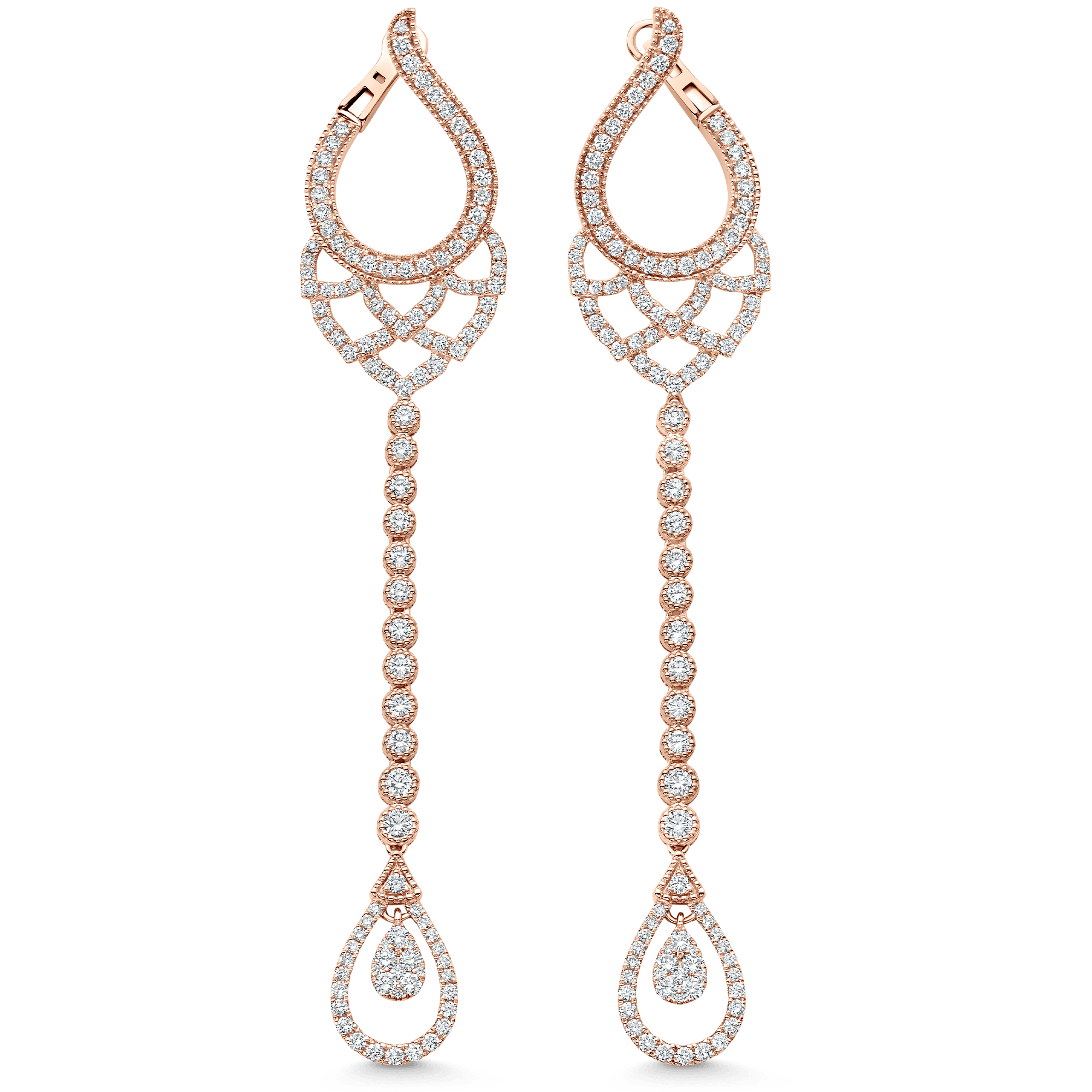3.77 TCW Round Moissanite Diamond Chandelier Earrings - crownmoissanite