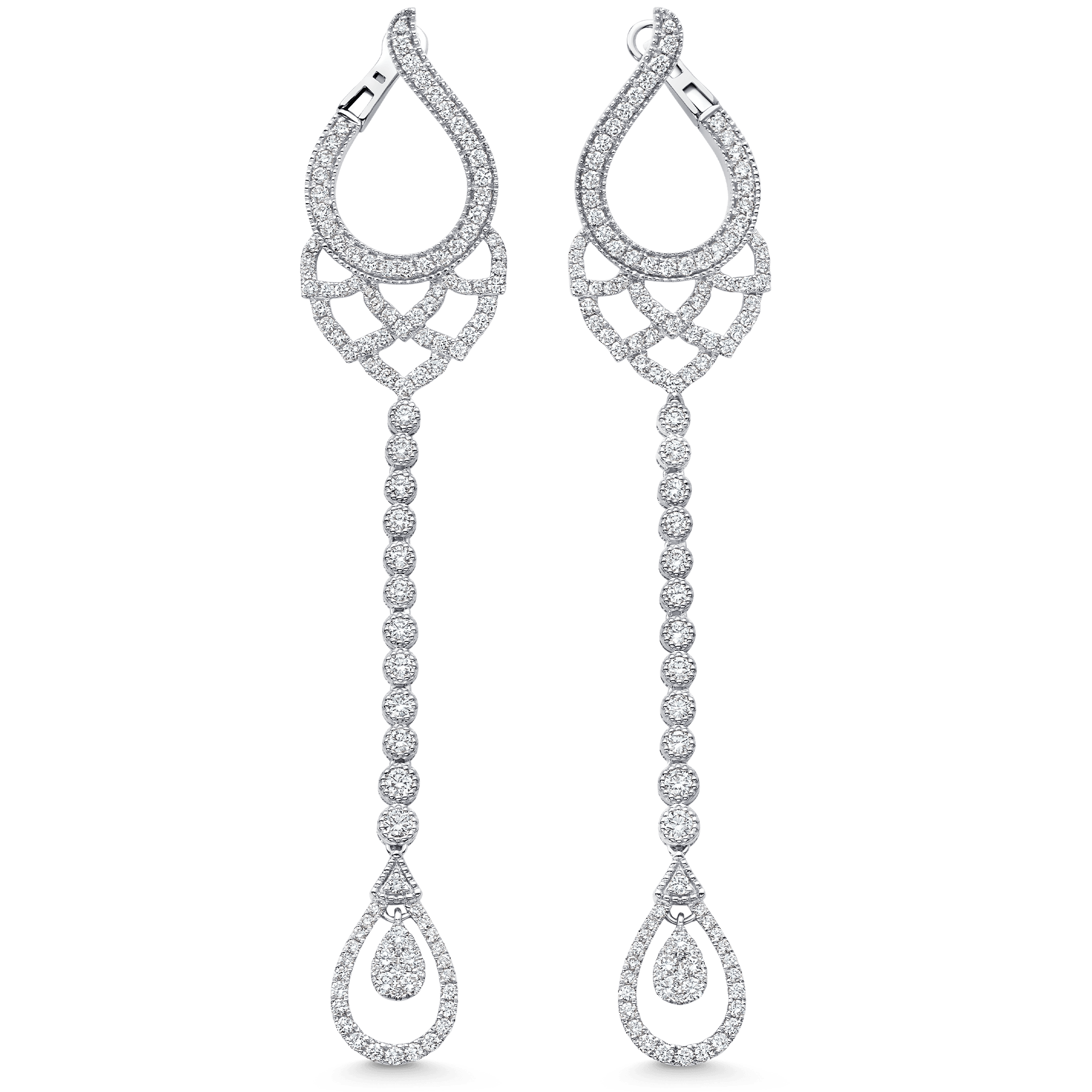 3.77 TCW Round Moissanite Diamond Chandelier Earrings - crownmoissanite