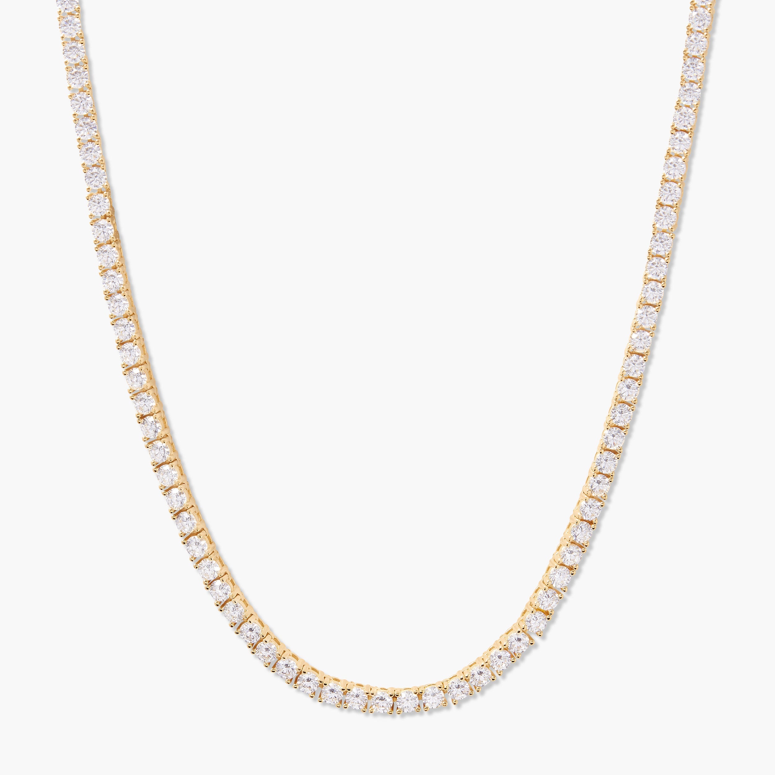 Round Cut Moissanite Diamond Chain Tennis Necklace