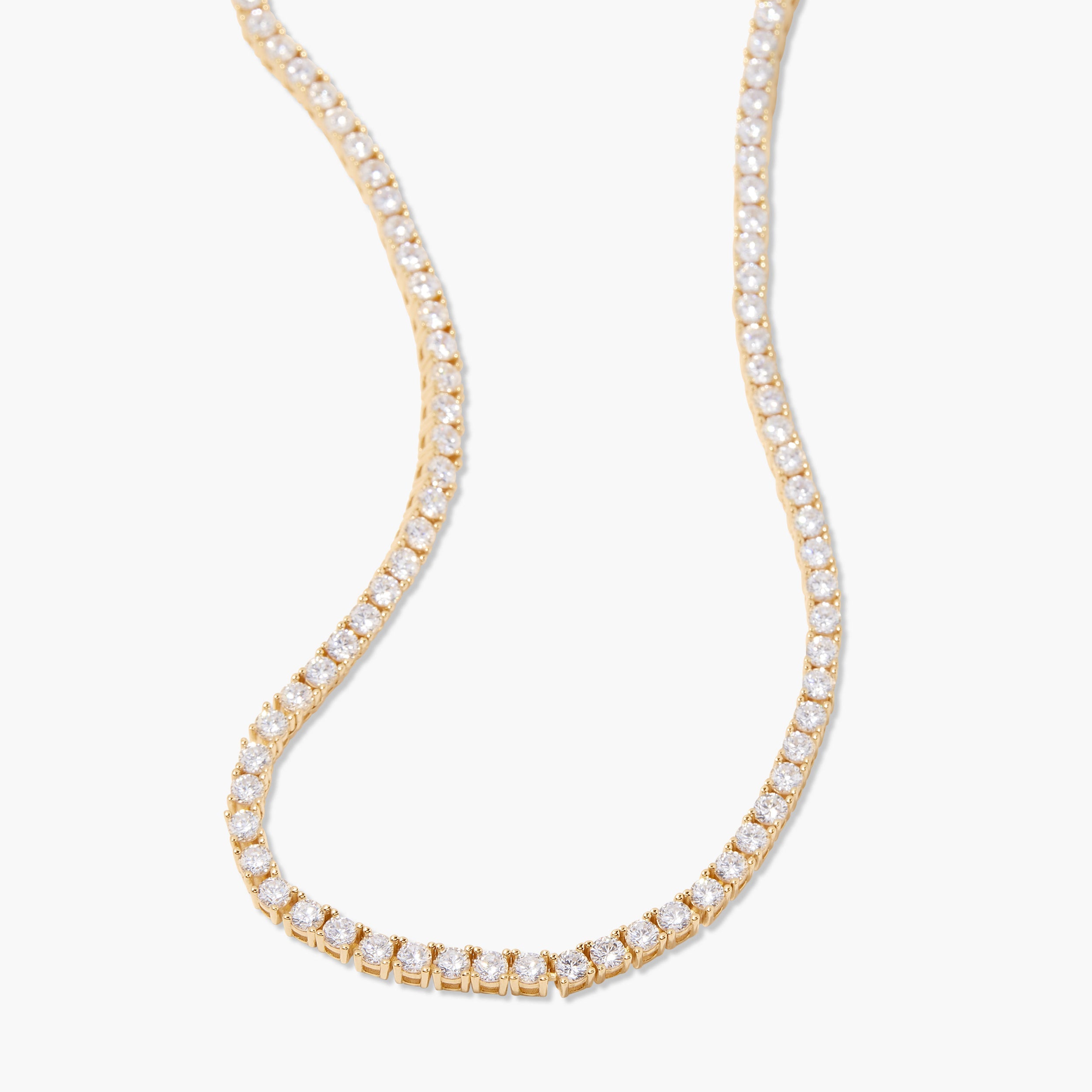 Round Cut Moissanite Diamond Chain Tennis Necklace