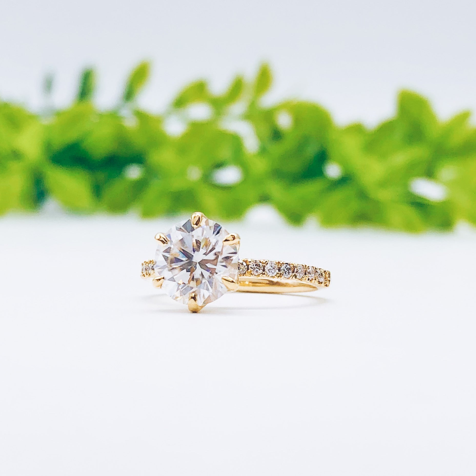 1.85 CT Round Cut Hidden Halo Pave Moissanite Engagement Ring - crownmoissanite