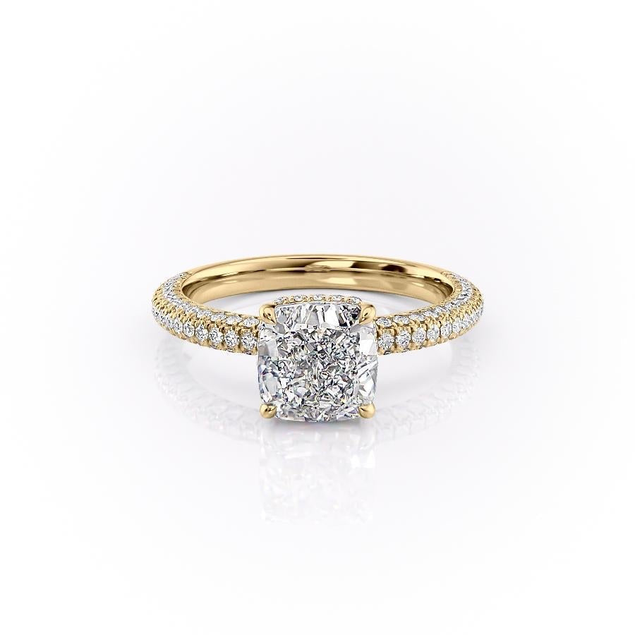 2.54 CT Cushion Cut Pave Moissanite Engagement Ring - crownmoissanite