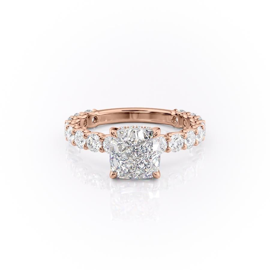 2.15 CT Cushion Cut Pave Moissanite Engagement Ring - crownmoissanite