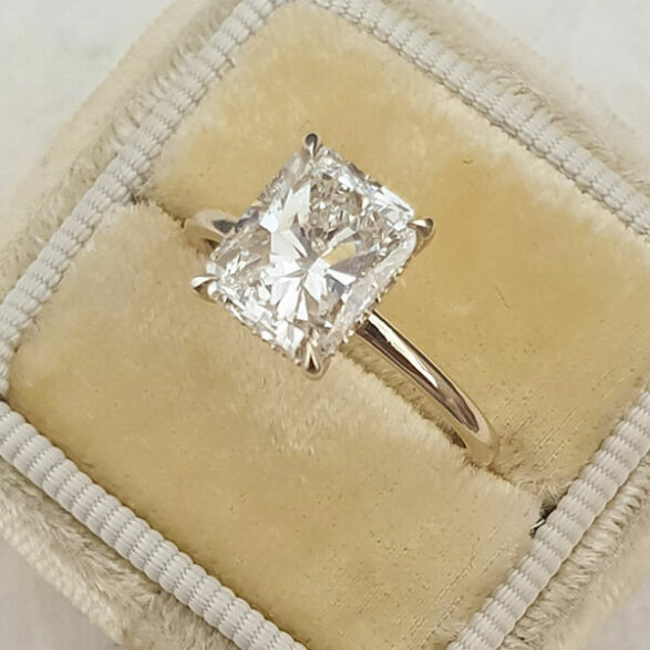 2.1 CT Radiant Cut Solitaire Style Moissanite Engagement Ring - crownmoissanite