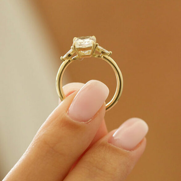 2.54 CT Radiant Three Stone Moissanite Engagement Ring - crownmoissanite