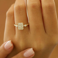 2.54 CT Radiant Three Stone Moissanite Engagement Ring - crownmoissanite