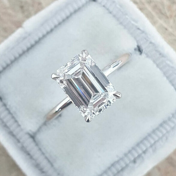 3.17 CT Emerald Cut Solitaire Style Moissanite Engagement Ring - crownmoissanite