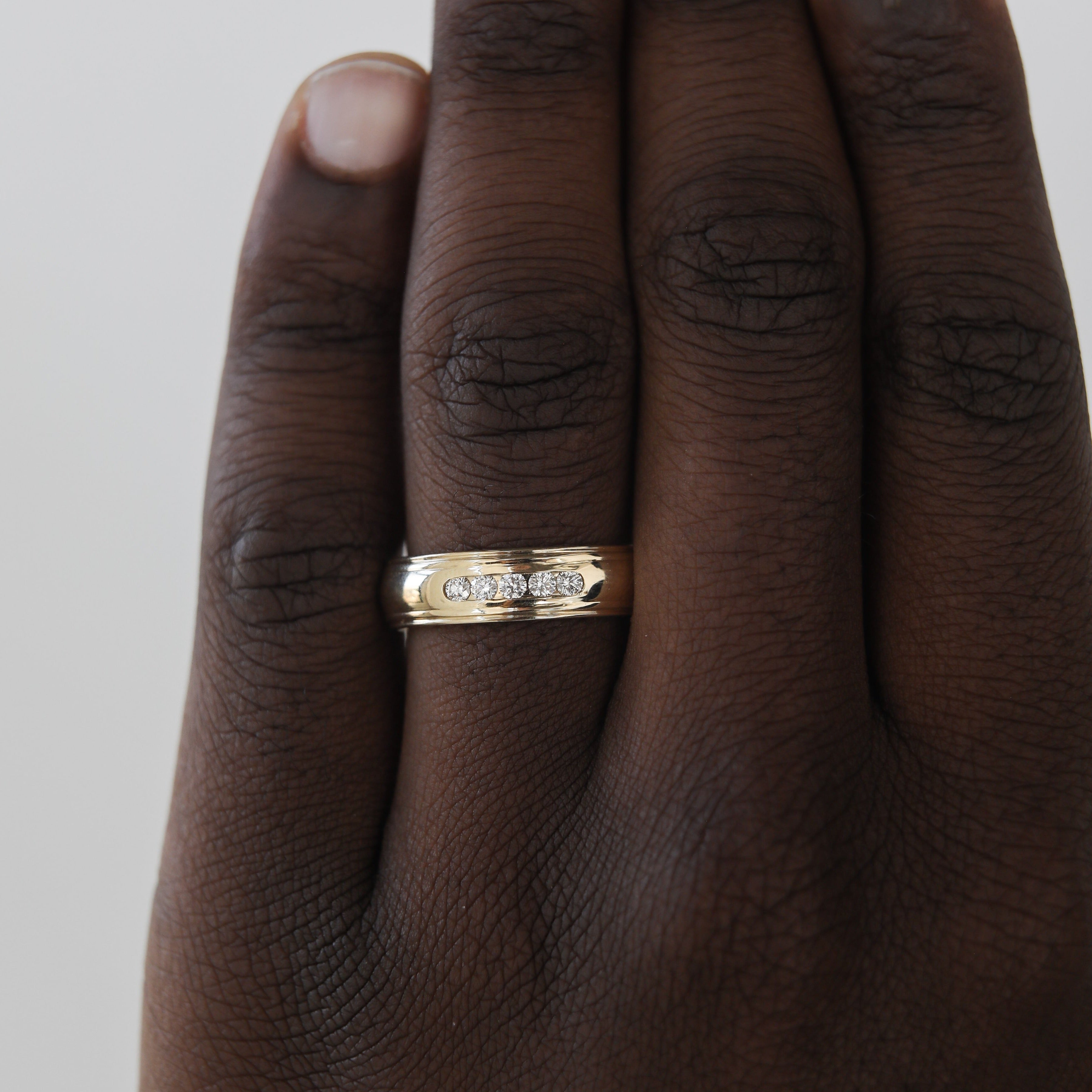 Stone Setting High Polish Finish Men's Band - crownmoissanite