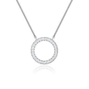 0.23 TCW Round Moissanite Diamond Circle Pendant Necklace - crownmoissanite