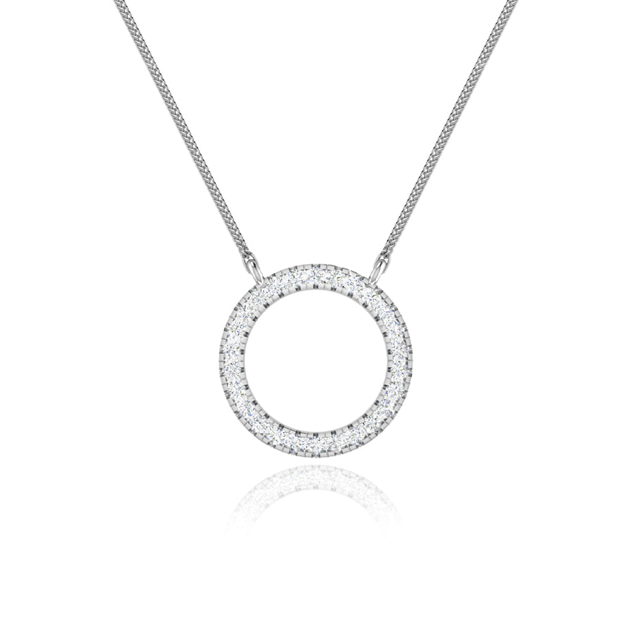 0.23 TCW Round Moissanite Diamond Circle Pendant Necklace - crownmoissanite