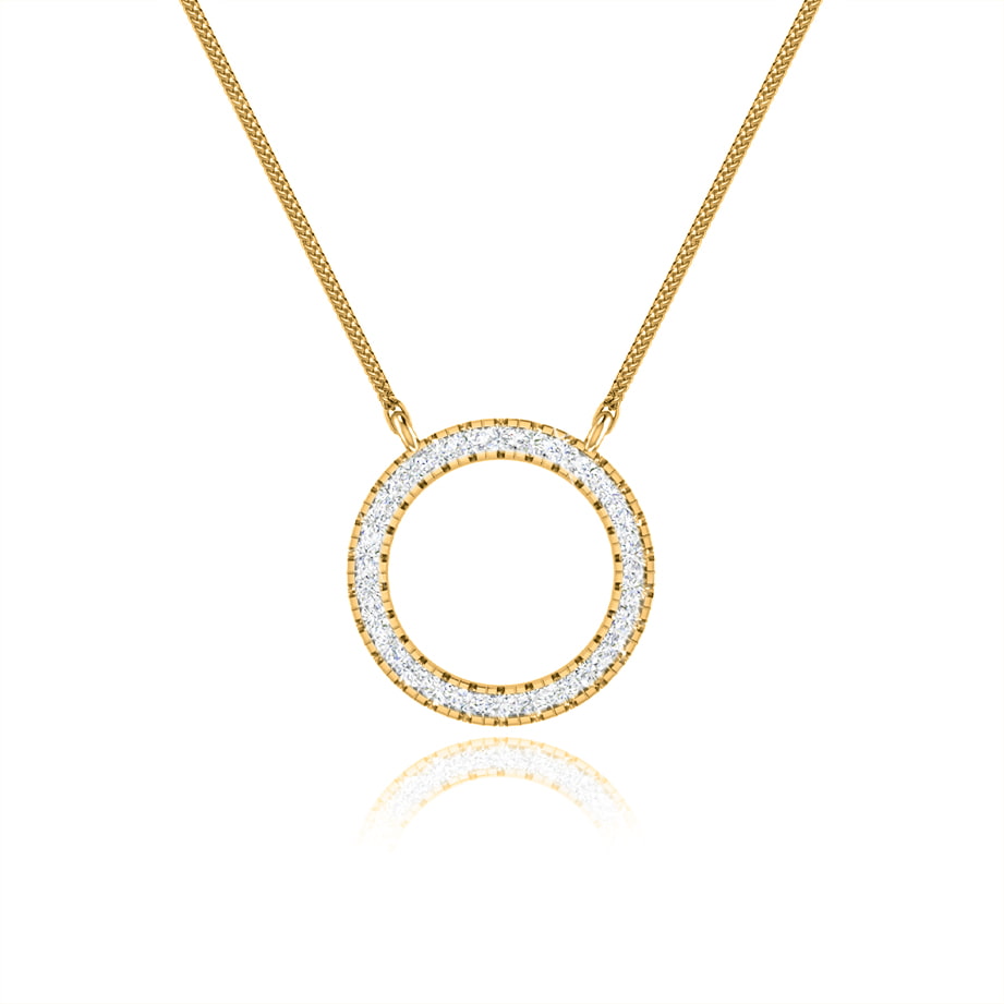 0.23 TCW Round Moissanite Diamond Circle Pendant Necklace - crownmoissanite