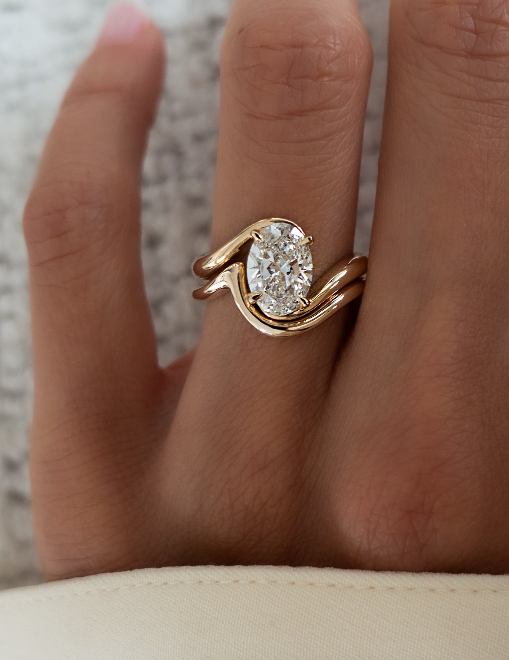 1.50- 3.0 CT Oval cut Moissanite Solitaire Setting Bridal Set