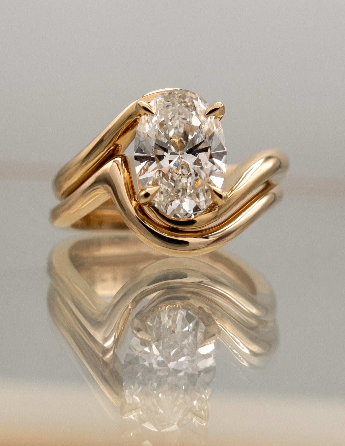 1.50- 3.0 CT Oval cut Moissanite Solitaire Setting Bridal Set