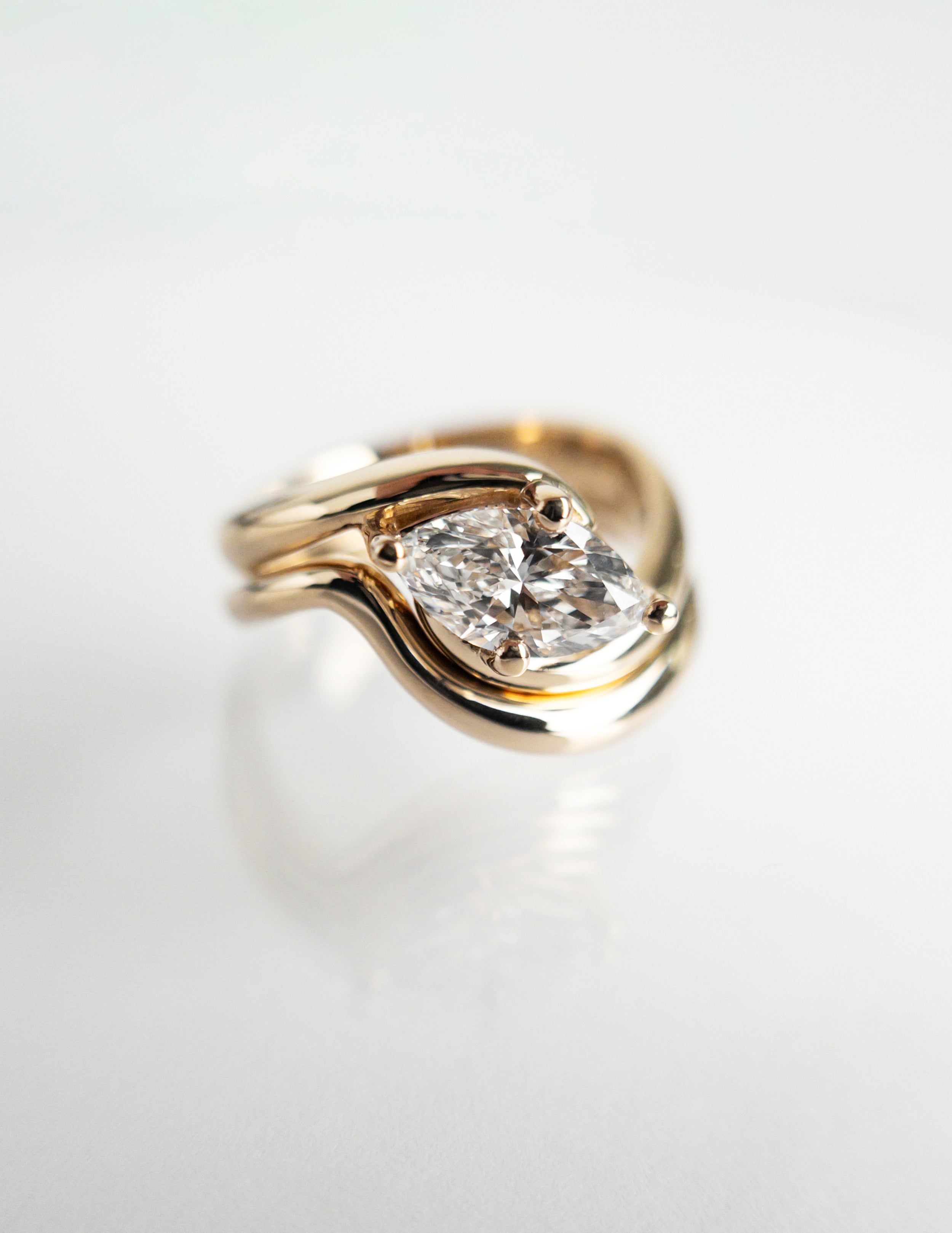 1.0 CT-2.0 CT Marquise Moissanite Solitaire Setting Bridal Set