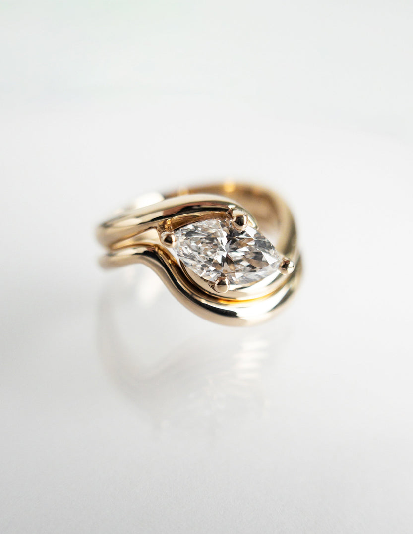 1.0 CT-2.0 CT Marquise Moissanite Solitaire Setting Bridal Set