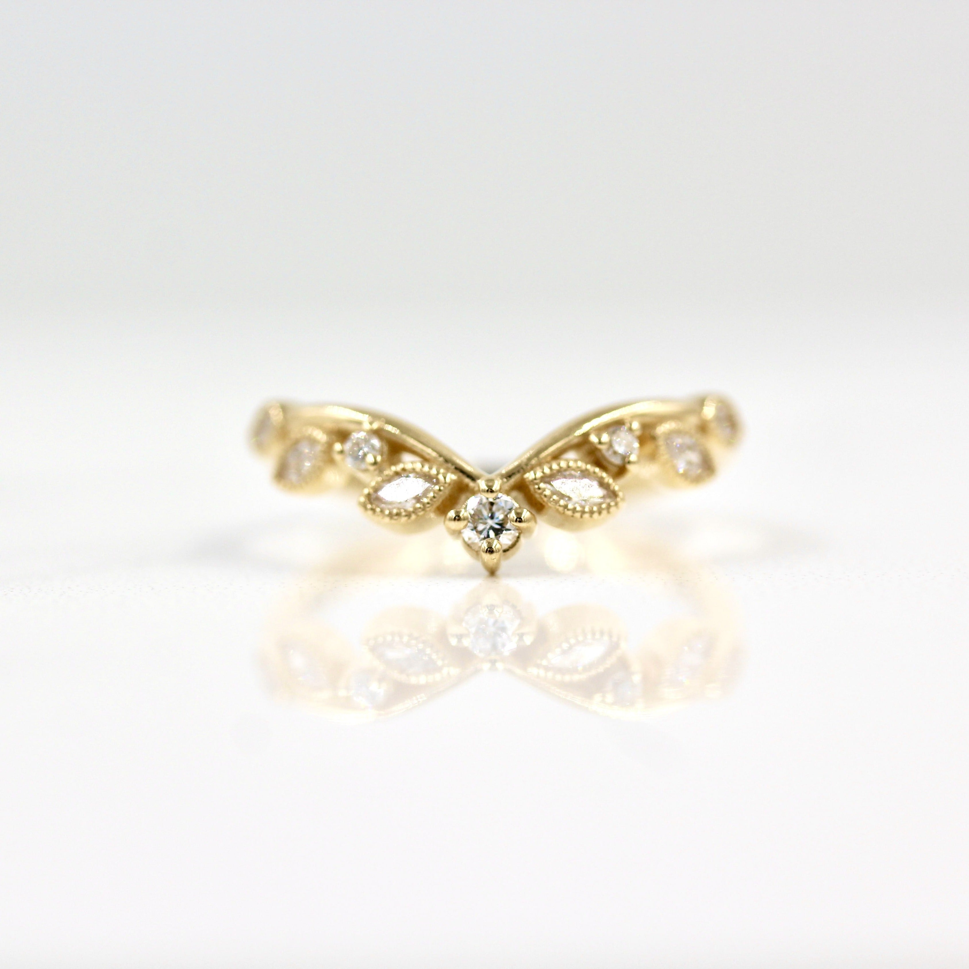 0.21 TCW Round Cut Milgrain Curved Moissanite Wedding Band - crownmoissanite