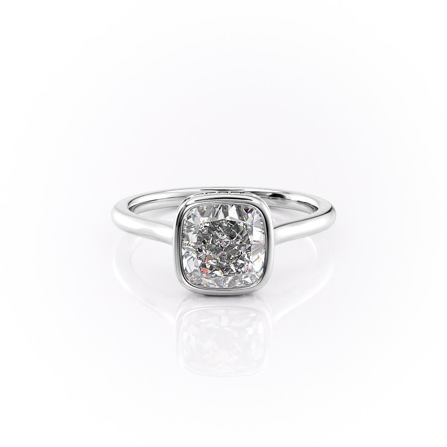 2.54 CT Cushion Cut Bezel Setting Moissanite Engagement Ring - crownmoissanite