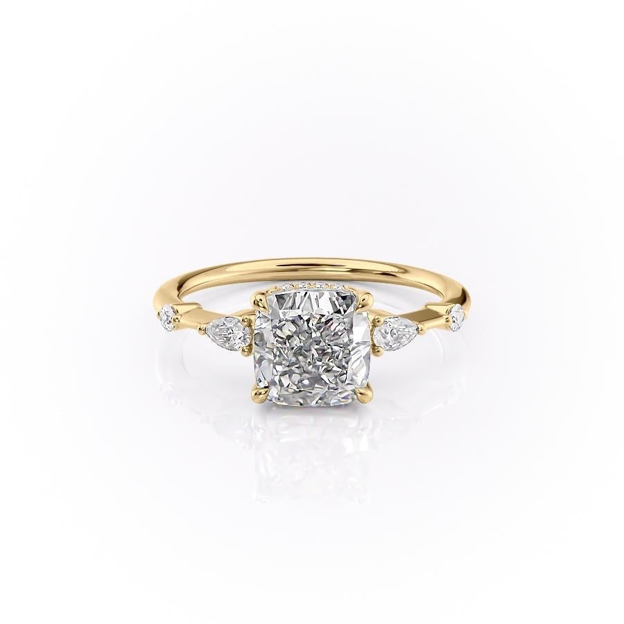 2.15 CT Cushion Cut Three Stones Moissanite Engagement Ring - crownmoissanite