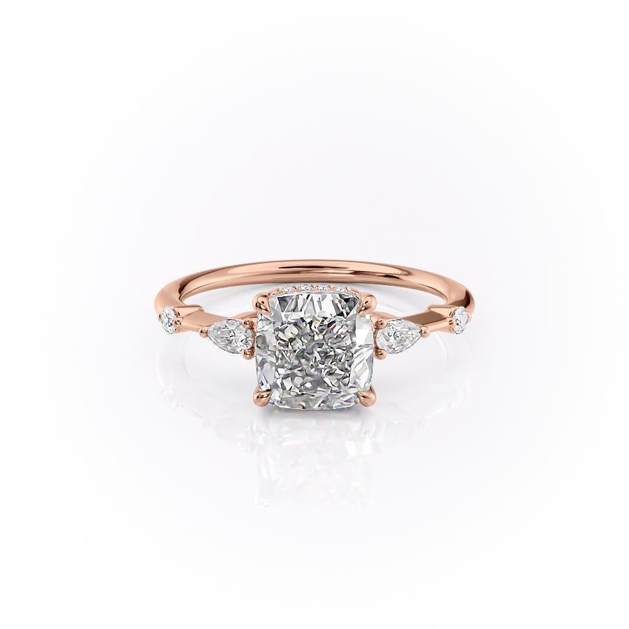 2.15 CT Cushion Cut Three Stones Moissanite Engagement Ring - crownmoissanite