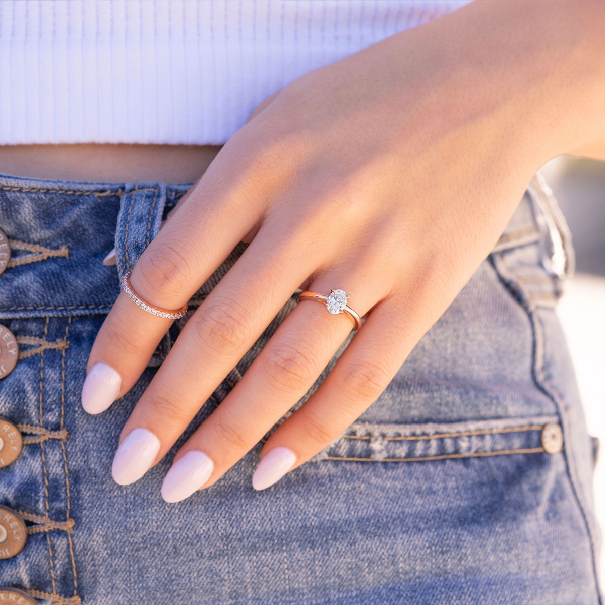 1.33 CT Oval Moissanite Diamond Solitaire Engagement Ring - crownmoissanite