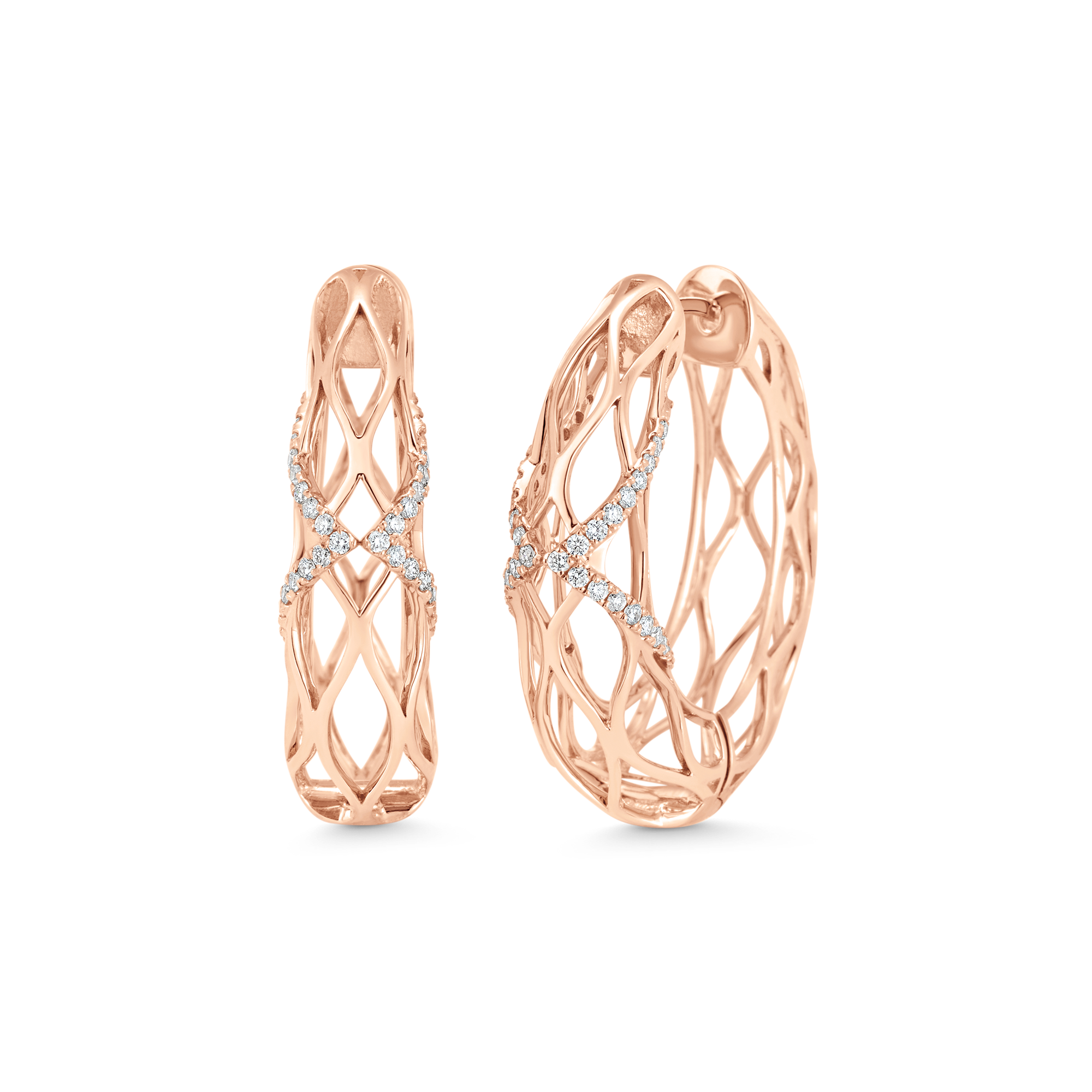 0.53 TCW Round Moissanite Diamond Dentelle Hoops Earrings - crownmoissanite