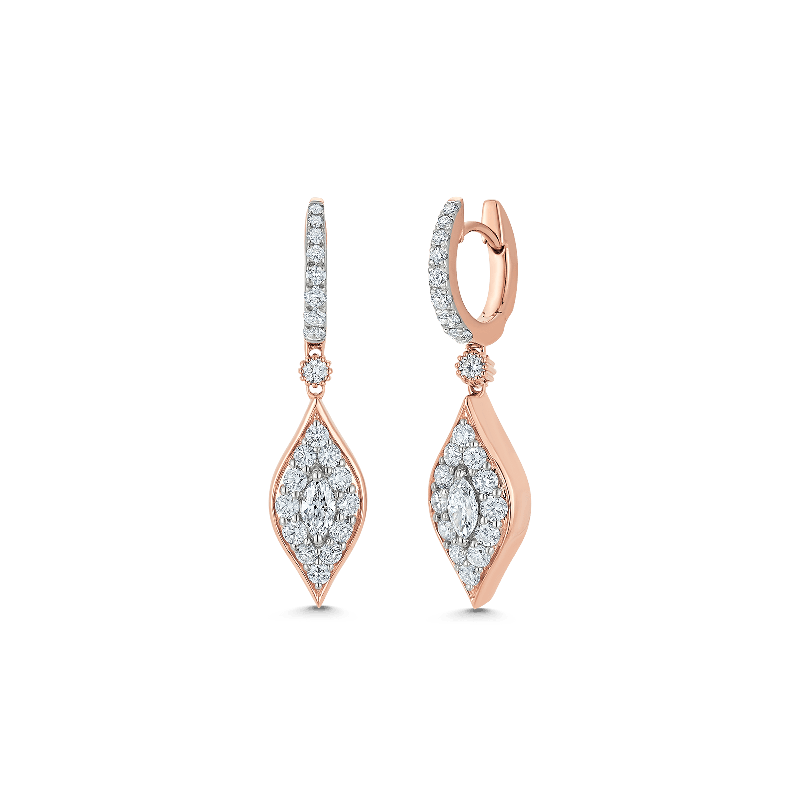 1.20 TCW Round & Marquise Moissanite Diamond Drop Pave Earrings - crownmoissanite