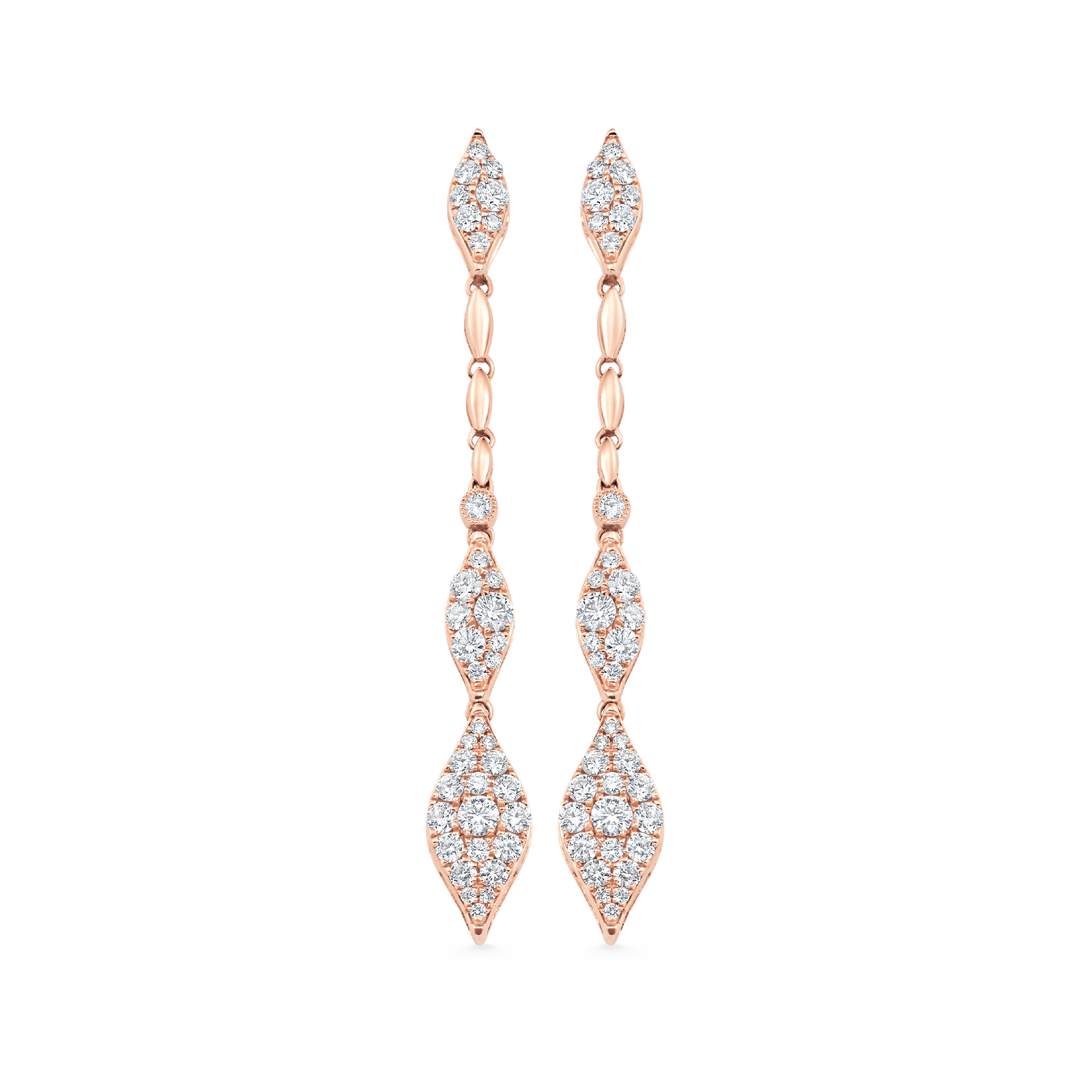 1.22 TCW Round Moissanite Diamond Long Drop Pave Earrings - crownmoissanite