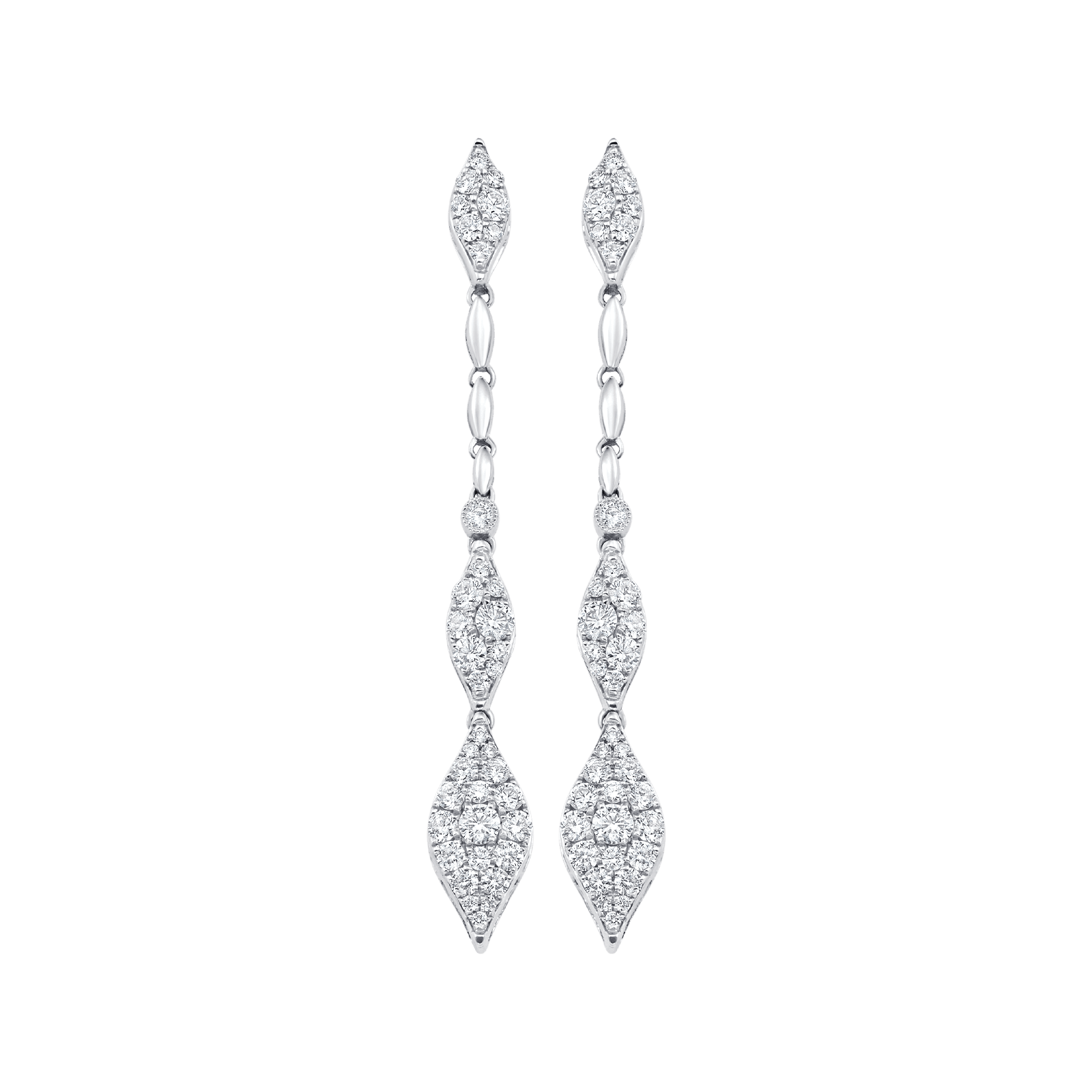 1.22 TCW Round Moissanite Diamond Long Drop Pave Earrings - crownmoissanite