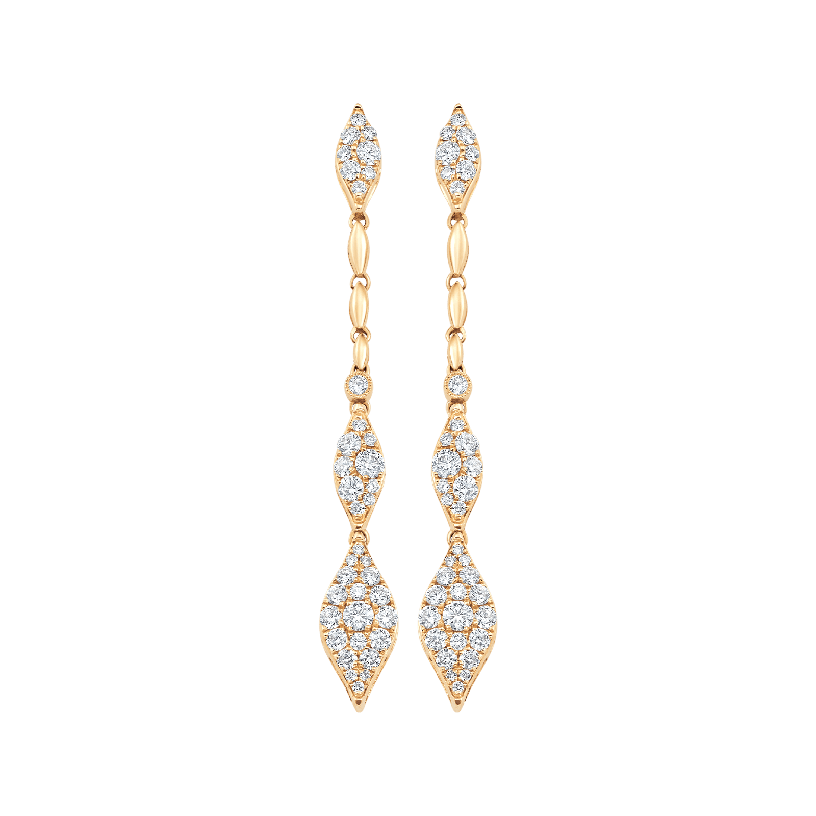 1.22 TCW Round Moissanite Diamond Long Drop Pave Earrings - crownmoissanite
