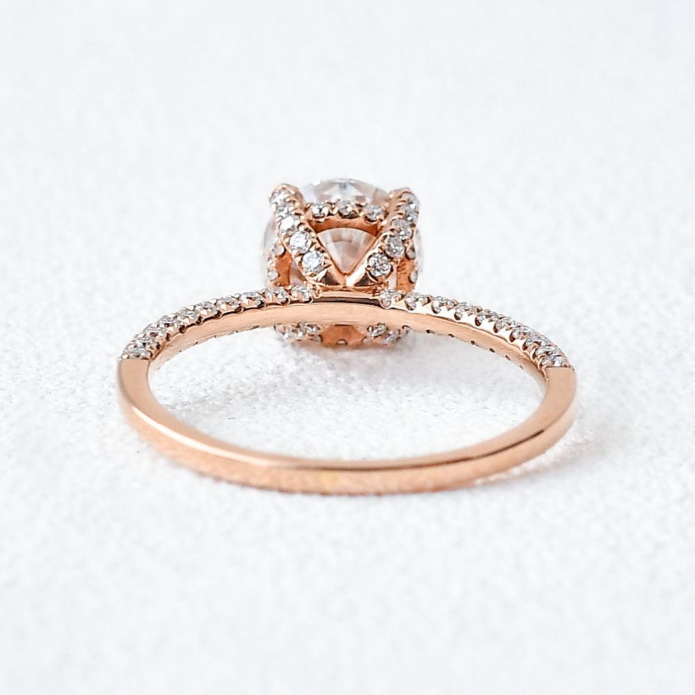 3.2 CT Round Cut Solitaire Pave Moissanite Engagement Ring - crownmoissanite