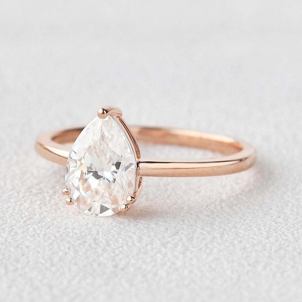 1.93 CT Pear Cut Solitaire Moissanite Engagement Ring - crownmoissanite