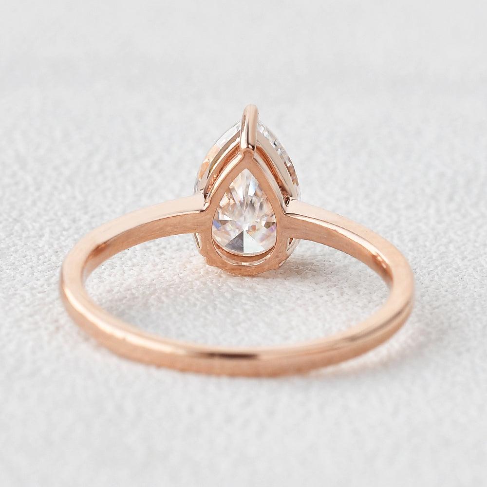 1.93 CT Pear Cut Solitaire Moissanite Engagement Ring - crownmoissanite