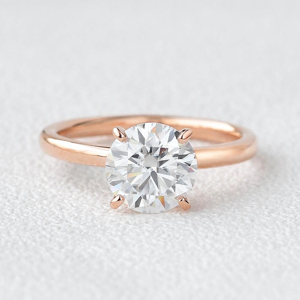 1.0 CT Round Cut Hidden Halo Moissanite Engagement Ring - crownmoissanite