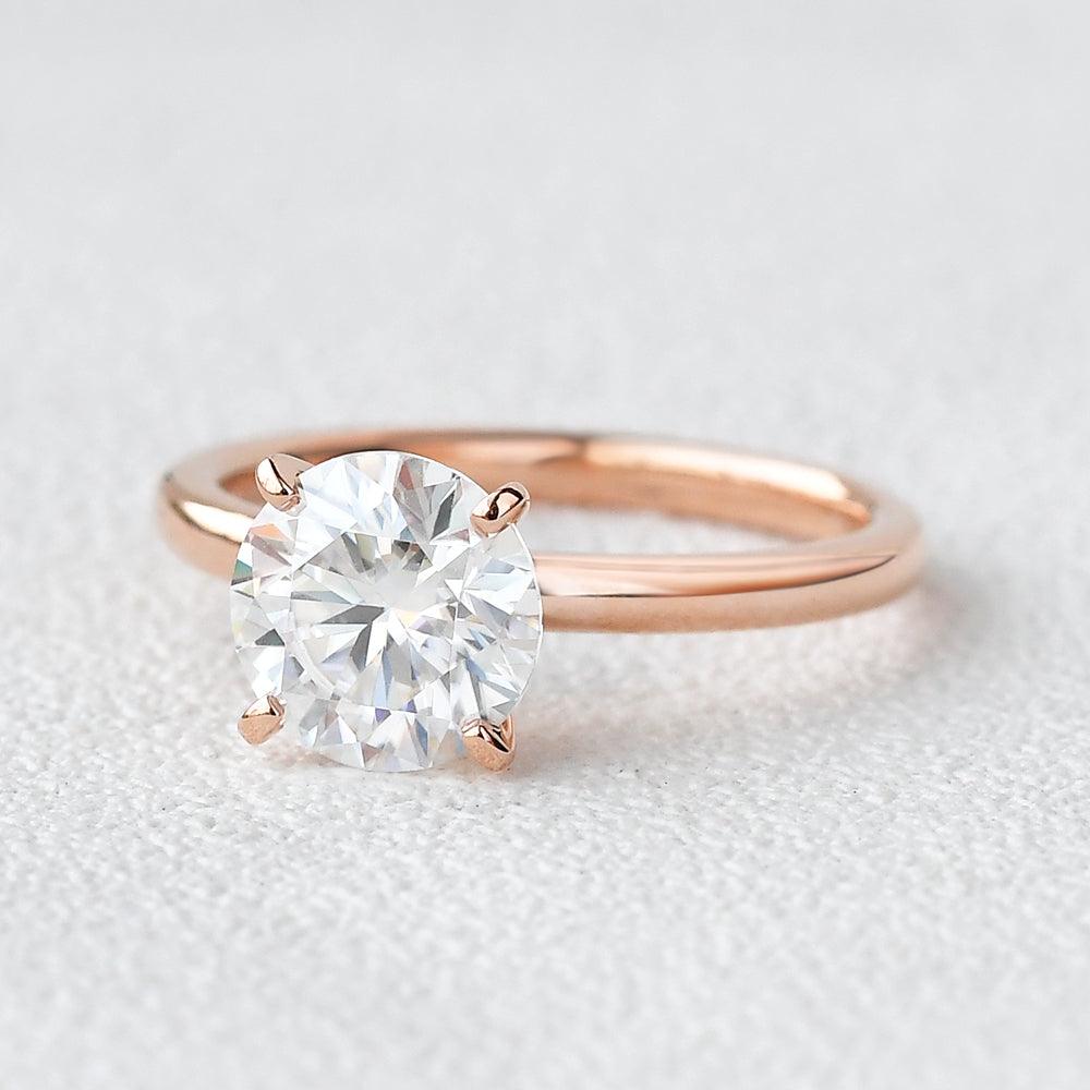 1.0 CT Round Cut Hidden Halo Moissanite Engagement Ring - crownmoissanite