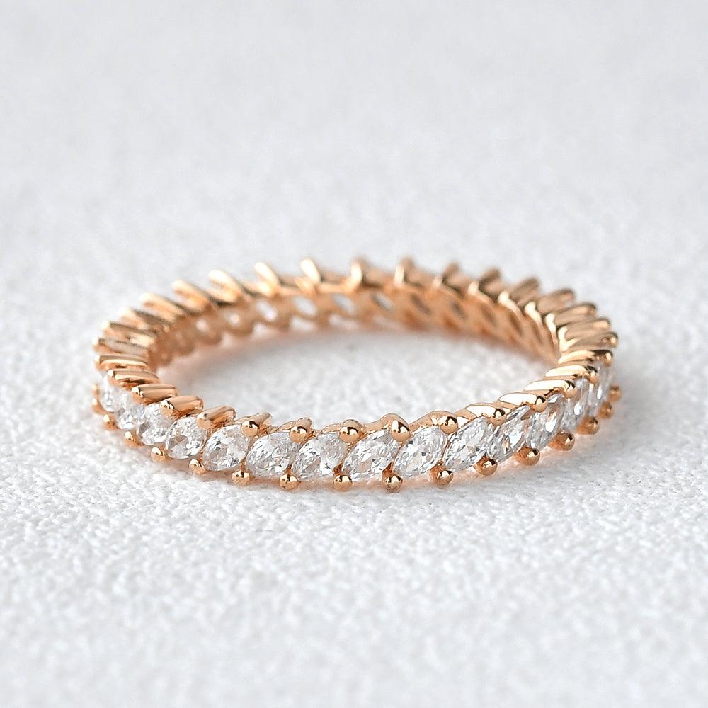 0.96 CT Marquise Cut Full Eternity Moissanite Wedding Band - crownmoissanite