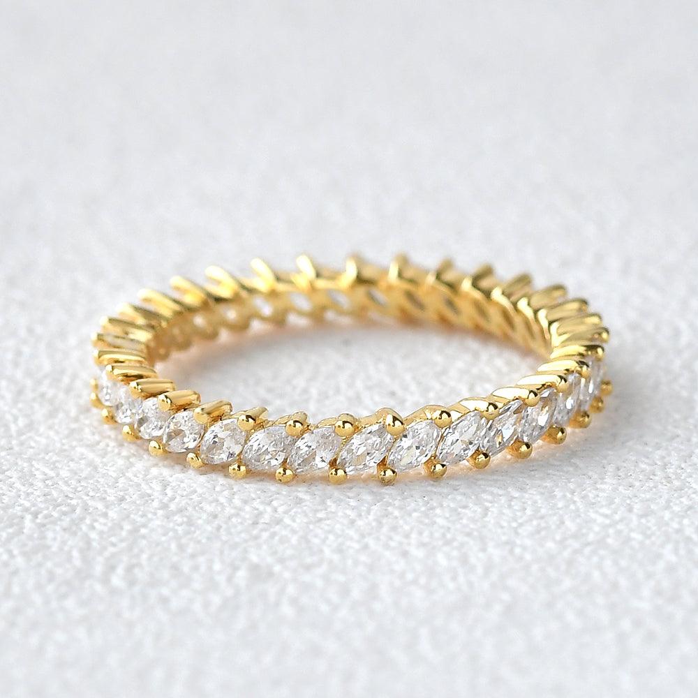 0.96 CT Marquise Shaped Moissanite Full Eternity Wedding Band - crownmoissanite